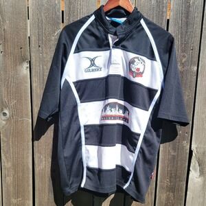 Gilbert Portland Rugby Club Jersey Mens XL Black White Praise The Lard 11 Shirt